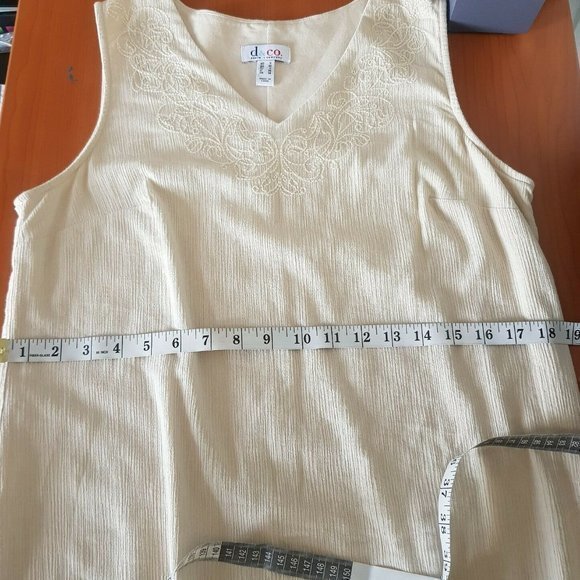 Denim & Company Womens Sleeveless Dress Size Small Sheath  Beige Embroidered - Picture 11 of 12